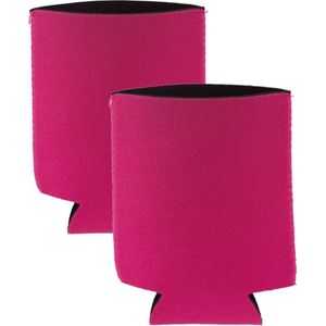 2x Stuks blikjes koeler / koelhoud hoesjes / bierblik hoesjes - fuchsia roze - Frisdrank/bier blikjes koel houden