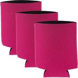 Voordeelset van 10x stuks blikjes koeler / koelhoud hoesjes / bierblik hoesjes - fuchsia roze - Frisdrank/bier blikjes koel houden