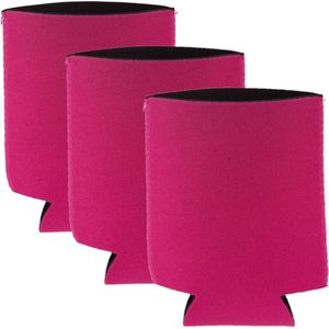 Voordeelset van 15x stuks opvouwbare blikjeskoelers/ koel hoesjes fuchsia roze - Koelelementen