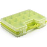 Opbergkoffertje/opbergdoos/sorteerbox 22-vaks kunststof groen 28 x 21 x 6 cm - Sorteerdoos kleine spulletjes