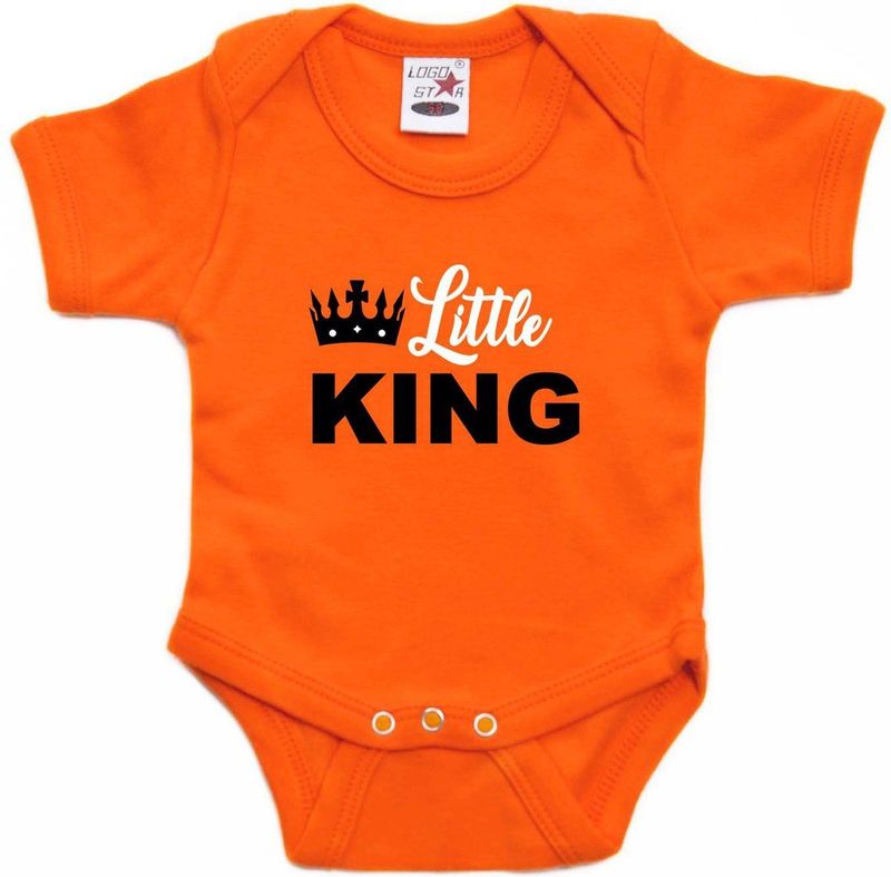 Little King - Koningsdag Romper - Oranje - Katoen - Kroontje