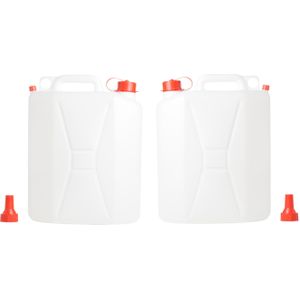 2x stuks voedselgeschikte jerrycan/watertank 25 liter  - Survival en outdoor artikelen - Kampeerartikelen
