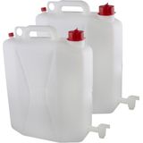 2x stuks voedselgeschikte jerrycan/watertank met tap 25 liter  - Survival en outdoor artikelen - Kampeerartikelen