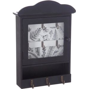 Atmosphera - Sleutelkastje - Zwart/Wit - MDF en Glas - Geschikt voor 9 Sleutels