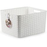 Set van 4x stuks opbergboxen/opbergmandjes rotan parel wit kunststof