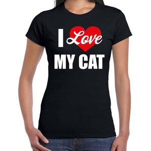 I love my cat Ik hou van mijn kat poes t-shirt zwart - dames - Katten liefhebber cadeau shirt