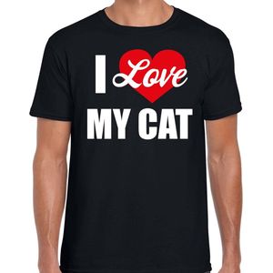 I love my cat Ik hou van mijn kat poes t-shirt zwart - heren - Katten liefhebber cadeau shirt