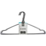 Voordeelset van 25x stuks metalen kledinghangers zilver 40 x 20 cm - Kledingkast hangers/kleerhangers