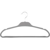Set van 5x stuks kunststof/rubber kledinghangers grijs 45 x 24 cm - Kledingkast hangers/kleerhangers