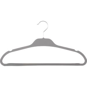 Set van 5x stuks kunststof/rubber kledinghangers grijs 45 x 24 cm - Kledingkast hangers/kleerhangers