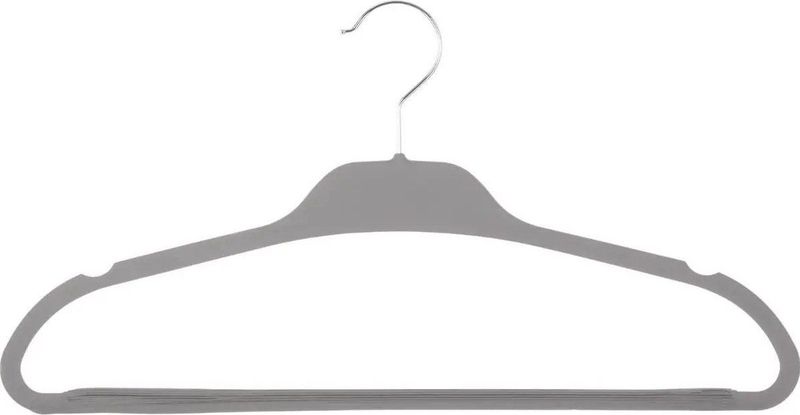 Set van 5x stuks kunststof/rubber kledinghangers grijs 45 x 24 cm - Kledingkast hangers/kleerhangers