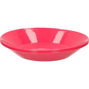 3x stuks ontbijt/diner diepe bordjes hard kunststof 21 cm in het roze. Outdoor servies camping/picknick/verjaardag
