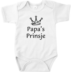 Vaderdag Cadeau - Romper Papa’s Prinsje - Maat 92 - Kleur Wit - 100% Katoen