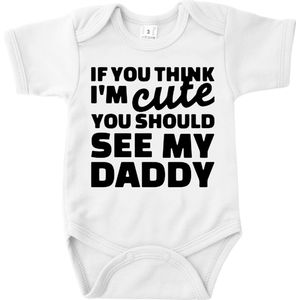 Vaderdag Cadeau - Romper Cute - Maat 56 - Kleur Wit - 100% Katoen