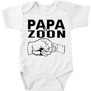 Vaderdag Cadeau - Romper Papa Zoon - Maat 56 - Kleur Wit - 100% Katoen