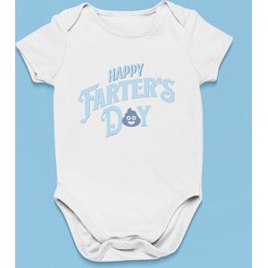 Vaderdag Cadeau - Romper Happy Farters Day Blauw - Maat 80 - Kleur Wit - 100% Katoen