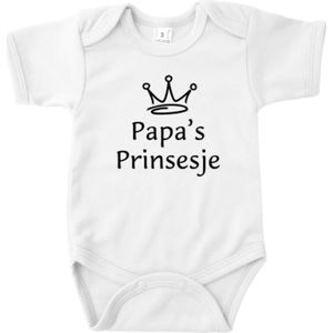 Vaderdag Cadeau - Romper Papa’s Prinsesje - Maat 56 - Kleur Wit - 100% Katoen