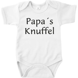 Vaderdag Cadeau - Romper Papa’s Knuffel - Maat 56 - Kleur Wit - 100% Katoen