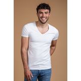 Suitable Vitaru T-Shirt Diepe V-hals Wit 2-Pack - Heren - Basic T-shirts met Stretch