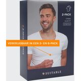 Suitable Vitaru T-Shirt Diepe V-hals Wit 2-Pack - Heren - Basic T-shirts met Stretch