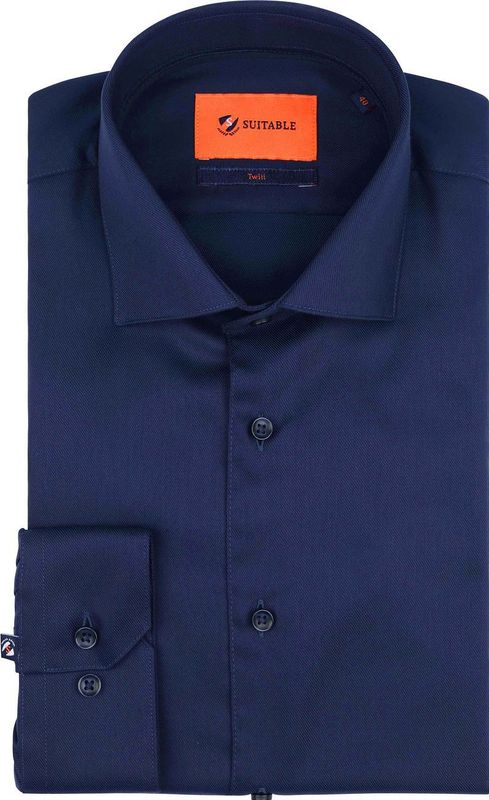Suitable - DR-05 - Overhemd - Donkerblauw - Slim-fit - Widespread boord