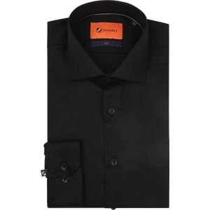 Suitable Premium - Overhemd - Zwart - Katoen - Getailleerde Pasvorm