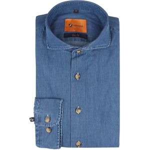 Suitable - Overhemd - Blauw - Slim-fit - 100% Katoen