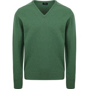 William Lockie V-Hals Lamswol Groen - Maat XXL - Heren - Pullovers