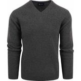 Suitable Lamswol Trui V-Hals Antraciet - Heren