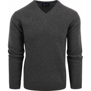 Suitable Lamswol Trui V-Hals Antraciet - Heren