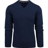 Suitable Lamswol Trui V Hals Donkerblauw Heren