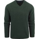 Suitable Lamswol Trui V-Hals Donkergroen - Heren