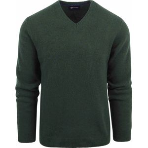 Suitable Lamswol Trui V-Hals Donkergroen - Heren