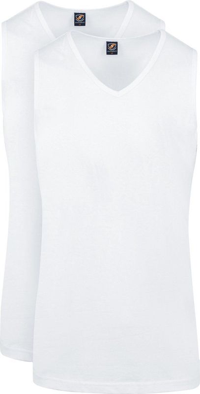 Suitable Viless T-Shirt Mouwloos Wit 2-Pack - Heren - Singlets - Singlet - Tanktop hemdje