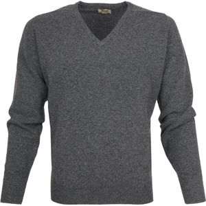 William Lockie Pullover Lamswol V Grijs - Heren - Pullovers
