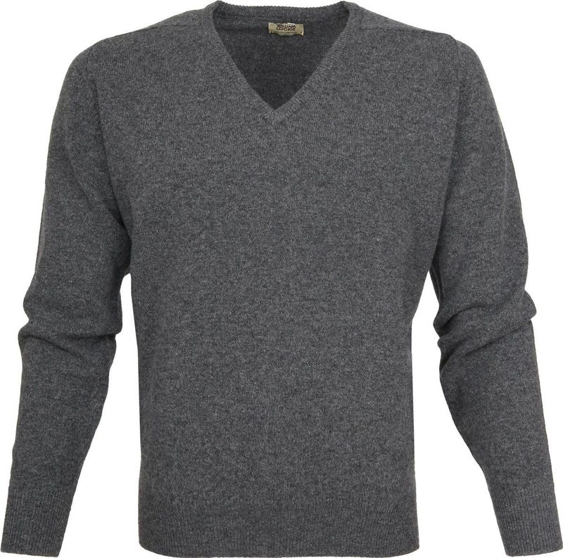 William Lockie Pullover Lamswol Antraciet V - Heren - Pullovers