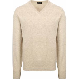 William Lockie - V-Hals Pullover - Beige - 100% Lamswol