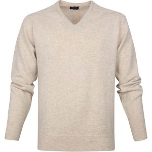 William Lockie - V-Hals Pullover - Beige - 100% Lamswol