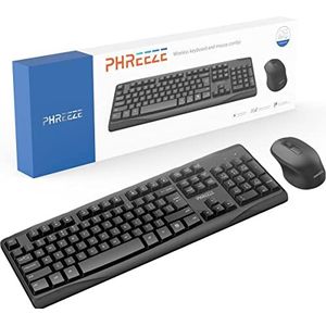 Phreeze™ Draadloze Toetsenbord en Muis Set + USB Ontvanger - Ergonomisch Design - Lichte Toetsaanslag - Functietoetsen - QWERTY
