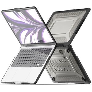 Heavy Duty Cover - Geschikt voor MacBook Air 13,6 inch - Case - Extreme Valbescherming - Softcase + Hardcase - A2681 M2 (2022) - Zwart