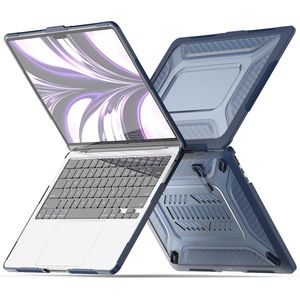 Heavy Duty Cover - Geschikt voor MacBook Air 13,6 inch - Case - Extreme Valbescherming - Softcase + Hardcase - A2681 M2 (2022) - Blauw