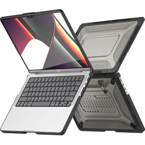 Heavy Duty Cover - Geschikt voor MacBook Pro 14 inch - Case - Extreme Bescherming - Hardcase - A2442/A2779/A2918/A2992 M2,M3 (2021-2023) - Zwart
