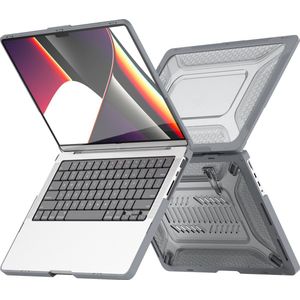 Heavy Duty Cover - Geschikt voor MacBook Pro 14 inch - Case - Extreme Bescherming - Hardcase - A2442/A2779/A2918/A2992 M2,M3 (2021-2023) - Grijs