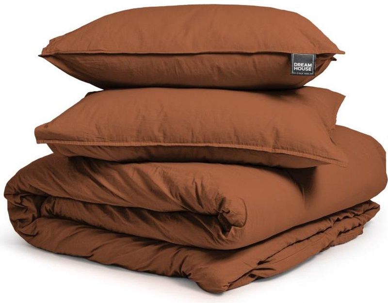 Dreamhouse Stone Washed Dekbedovertrek + 1 kussenslopen Bruin