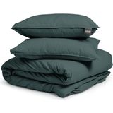 Dreamhouse Stone Washed Dekbedovertrek + 1 kussenslopen Donker Groen