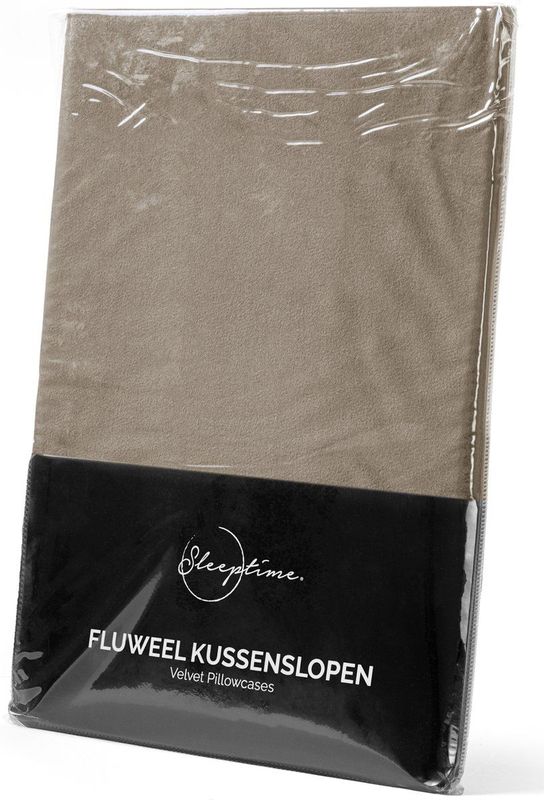 Sleeptime - Velvet Kussenslopen - Taupe - 2 Pack - 100% Polyester
