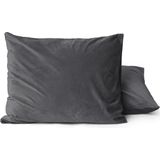 Sleeptime - Velvet Kussenslopen - Antraciet - 2 Pack - 100% Polyester