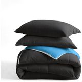 Sleeptime 2 in 1 Omkeerbare Dekbed - Dekbed zonder Overtrek + Gratis Kussenslopen - 200x200 - Zwart/Blauw