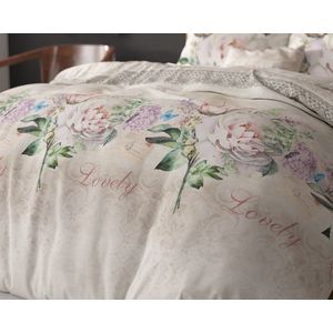 Sleeptime Lovely Flower Dekbedovertrek - 240 x 200/220 + 2 60 x 70 cm kussenslopen - Beige