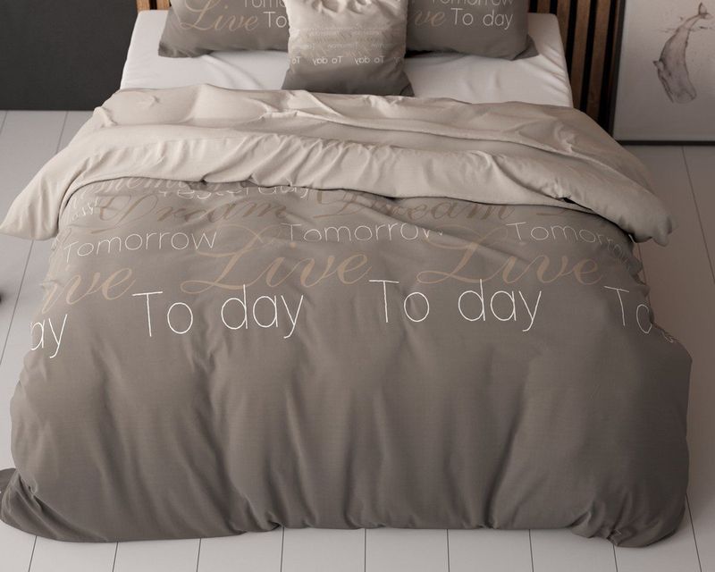 Sleeptime Live Today Dekbedovertrek - 200 x 200/220 + 2 60 x 70 cm kussenslopen - Taupe